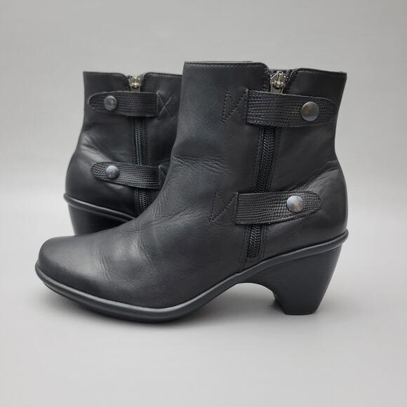 Dansko Black Burnished Leather Booties Women’s Size 36/6 Zip Side - Picture 1 of 11